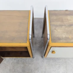 Pamono Bauhaus Tubular Steel Nightstands by Hynek Gottwald, 1930s, Set of 2><noscript><img width=