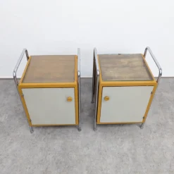 Pamono Bauhaus Tubular Steel Nightstands by Hynek Gottwald, 1930s, Set of 2><noscript><img width=