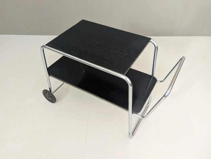 Pamono Bauhaus Tubular Steel Serving Cart by Robert Slezák, 1930s> Serving Bar Carts & Trolleys
