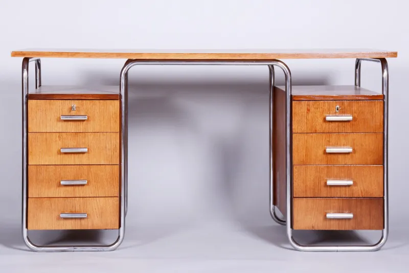 Pamono Bauhaus Writing Desk in Beech by Robert Slezak, 1930s> Desks