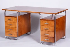 Pamono Bauhaus Writing Desk in Beech by Robert Slezak, 1930s><noscript><img width=