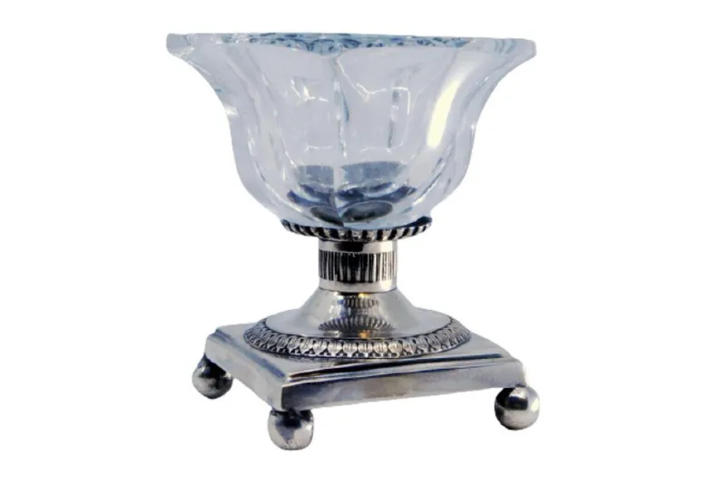 Pamono Beaded Silver and Cut Glass Salt Shaker> Salt & Pepper Shakers