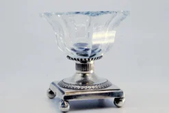 Pamono Beaded Silver and Cut Glass Salt Shaker><noscript><img width=