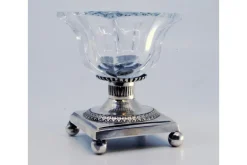 Pamono Beaded Silver and Cut Glass Salt Shaker><noscript><img width=