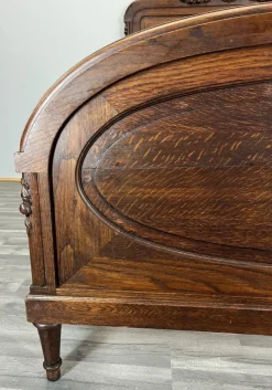 Online Pamono Bed Frame Antique French Oak Ornate Double Bed Carved Floral Detail Lot 4097