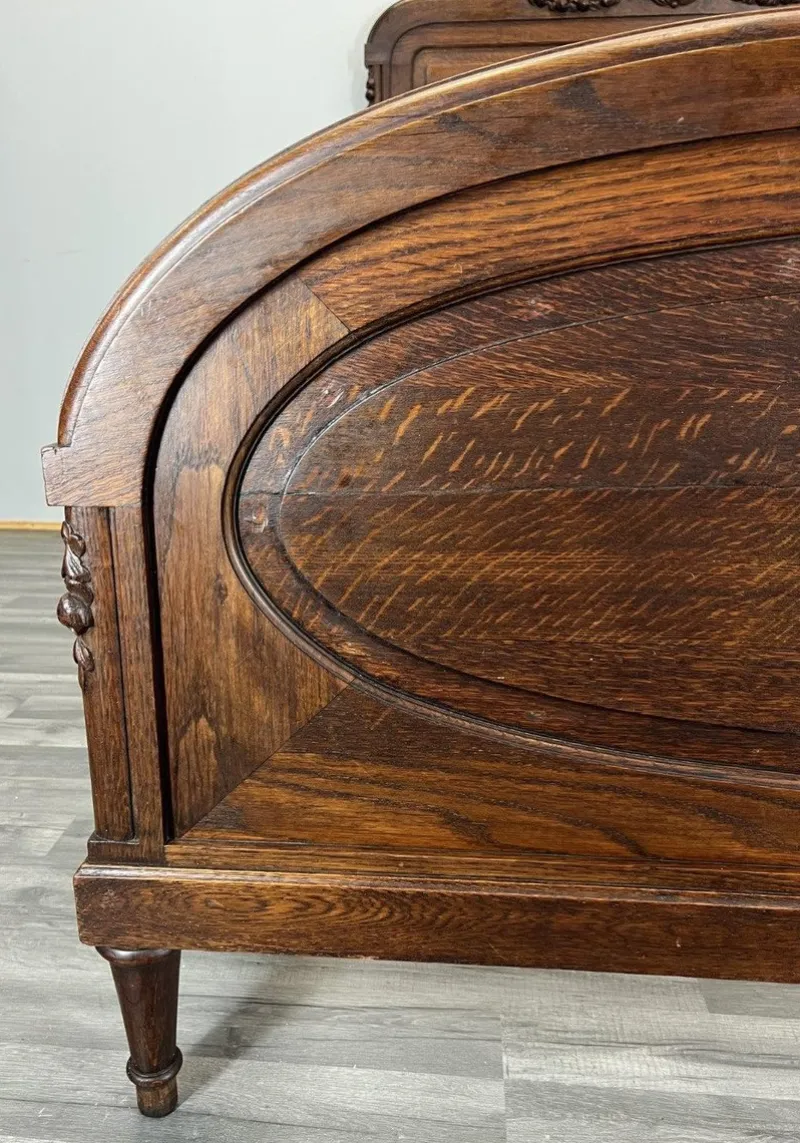 Online Pamono Bed Frame Antique French Oak Ornate Double Bed Carved Floral Detail Lot 4097