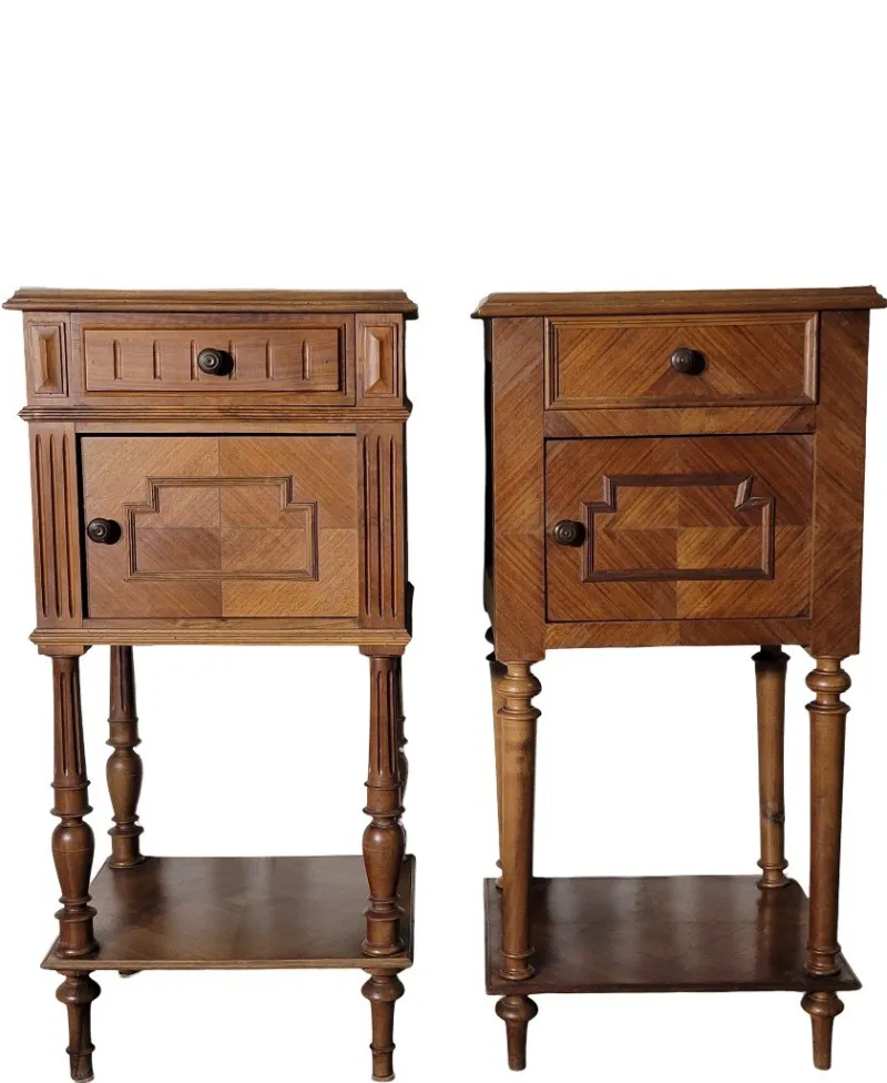 Pamono Bedside Tables in Walnut, Set of 2> Nightstands