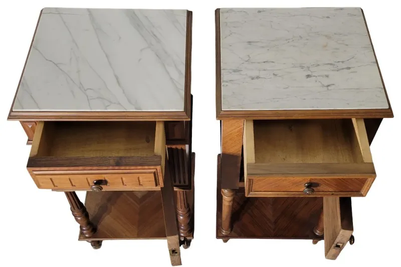 Pamono Bedside Tables in Walnut, Set of 2> Nightstands