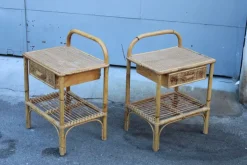 Pamono Bedside Tables with Drawer and Shelf, 1950s, Set of 2> Nightstands