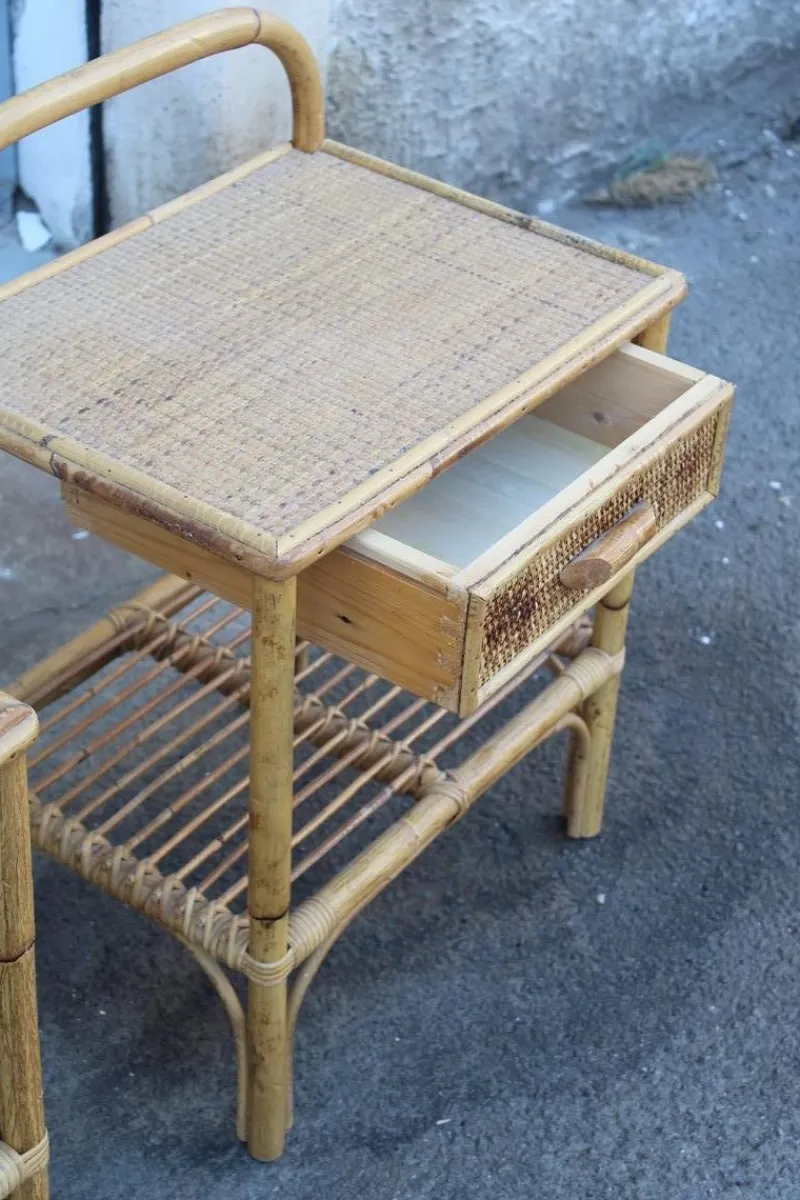 Pamono Bedside Tables with Drawer and Shelf, 1950s, Set of 2> Nightstands