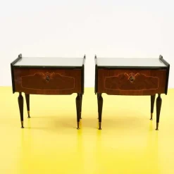Hot Pamono Bedside Tables with Glass Top, 1950s, Set of 2
