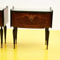 Hot Pamono Bedside Tables with Glass Top, 1950s, Set of 2