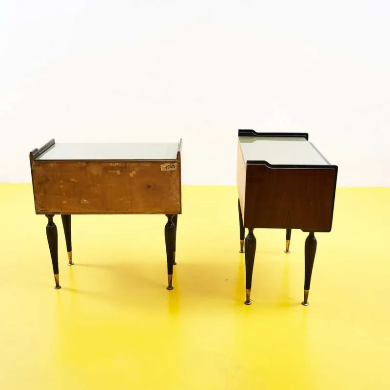 Hot Pamono Bedside Tables with Glass Top, 1950s, Set of 2