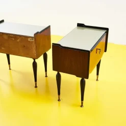 Hot Pamono Bedside Tables with Glass Top, 1950s, Set of 2