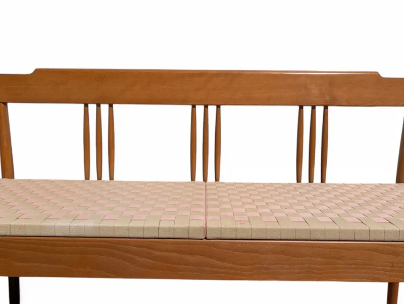 Pamono Beech Bench with Fabric Seat, Italy, 1950s> Benches