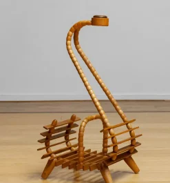 Pamono Beech Magazine Rack with Oak Handle, 1940s> Magazine Racks