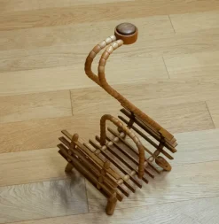 Pamono Beech Magazine Rack with Oak Handle, 1940s><noscript><img width=