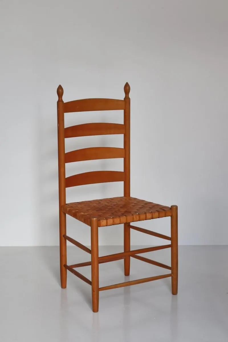 Pamono Beech Shaker Chair with Leather Seat by Kaare Klint, Denmark, 1960s> Side Chairs & Dining Chairs