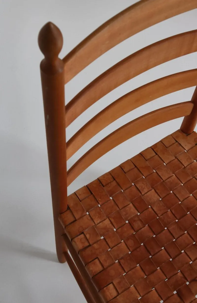 Pamono Beech Shaker Chair with Leather Seat by Kaare Klint, Denmark, 1960s> Side Chairs & Dining Chairs