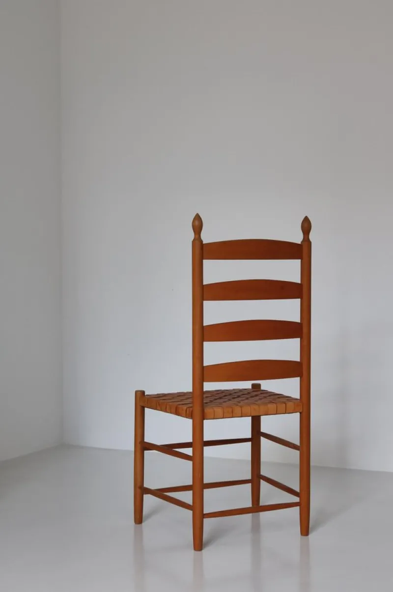 Pamono Beech Shaker Chair with Leather Seat by Kaare Klint, Denmark, 1960s> Side Chairs & Dining Chairs