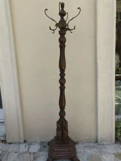 Sale Pamono Beech Wood Coat Rack with Brass Hooks and Carved Foot by Michael Thonet