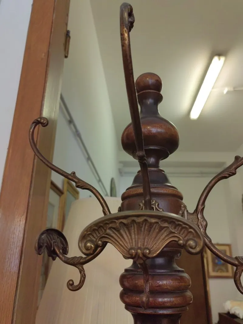 Sale Pamono Beech Wood Coat Rack with Brass Hooks and Carved Foot by Michael Thonet
