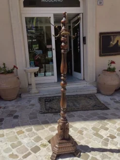 Sale Pamono Beech Wood Coat Rack with Brass Hooks and Carved Foot by Michael Thonet