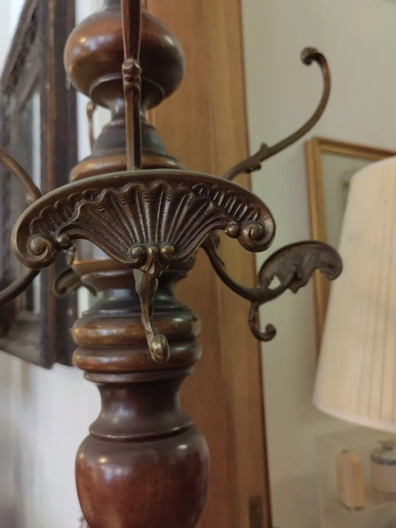 Sale Pamono Beech Wood Coat Rack with Brass Hooks and Carved Foot by Michael Thonet