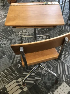 Pamono Beech Wood School Table, Czechoslavakia, 1940s><noscript><img width=