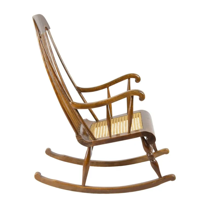 Best Pamono Beechwood Rocking Armchair, 1900s