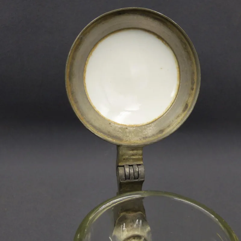 Pamono Beer Mug in Glass with Hand-Painted Lid, 1900s-1920s> Glassware