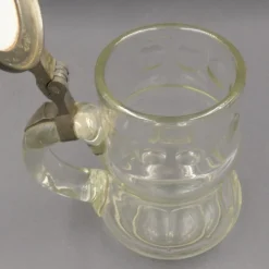 Pamono Beer Mug in Glass with Hand-Painted Lid, 1900s-1920s><noscript><img width=