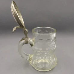 Pamono Beer Mug in Glass with Hand-Painted Lid, 1900s-1920s><noscript><img width=
