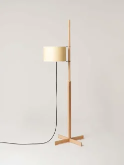 Pamono Beige and Beech Wood TMM Floor Lamp by Miguel Milá