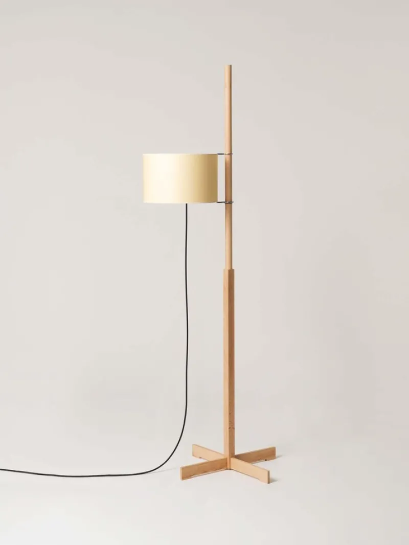 Pamono Beige and Beech Wood TMM Floor Lamp by Miguel Milá
