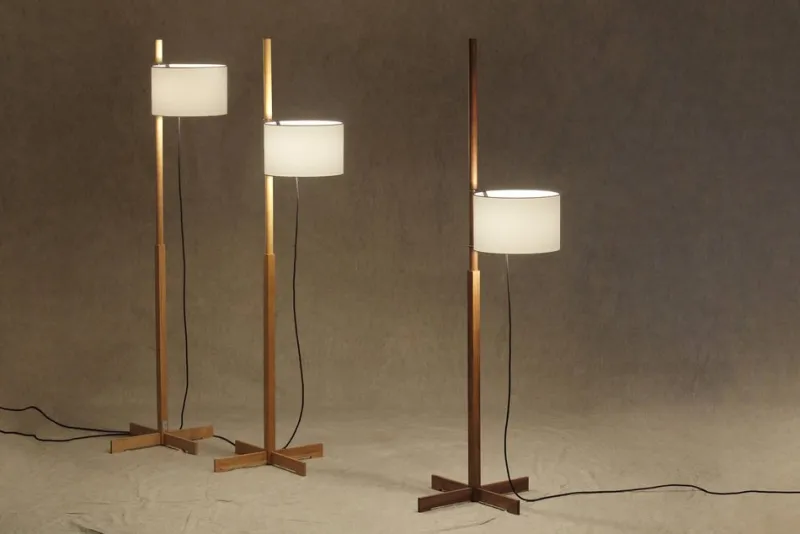 Pamono Beige and Beech Wood TMM Floor Lamp by Miguel Milá