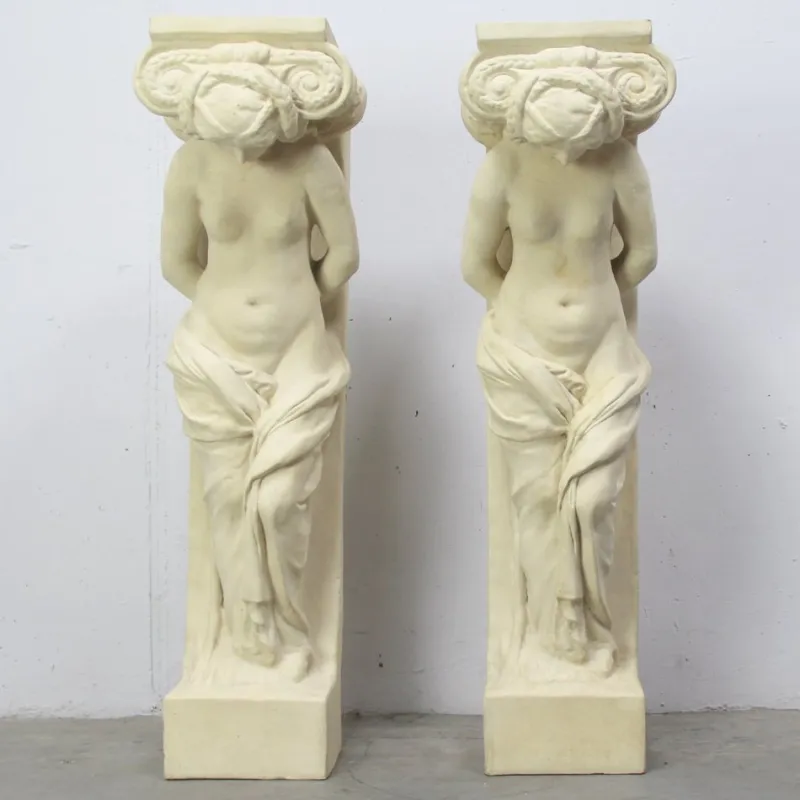 Pamono Belgian Art Deco Caryatids by Artus Guerin, Set of 2> Pedestals And Columns
