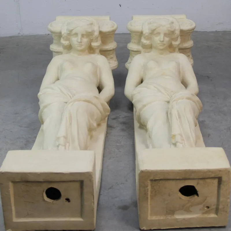 Pamono Belgian Art Deco Caryatids by Artus Guerin, Set of 2> Pedestals And Columns