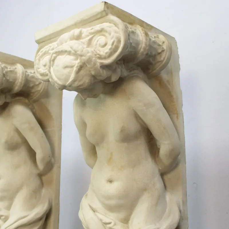 Pamono Belgian Art Deco Caryatids by Artus Guerin, Set of 2> Pedestals And Columns