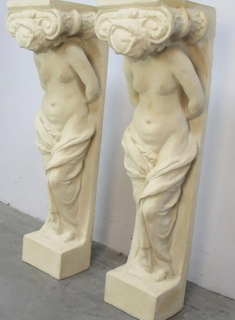 Pamono Belgian Art Deco Caryatids by Artus Guerin, Set of 2> Pedestals And Columns