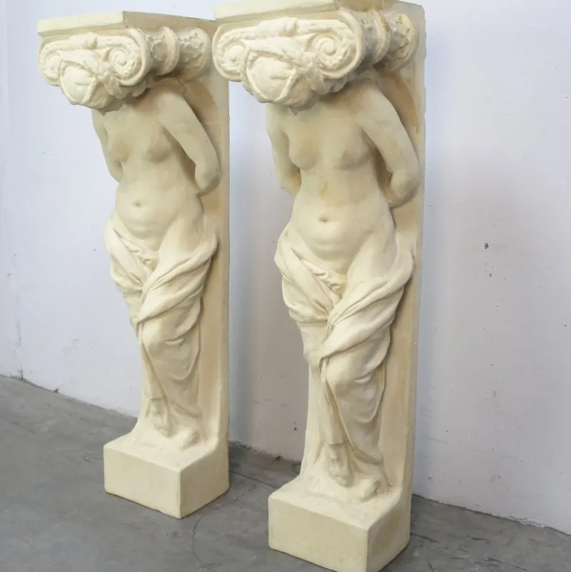 Pamono Belgian Art Deco Caryatids by Artus Guerin, Set of 2> Pedestals And Columns