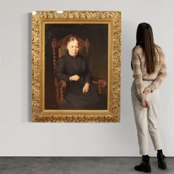 Best Pamono Belgian Artist, Portrait of Lady, 1920, Oil on Canvas, Framed