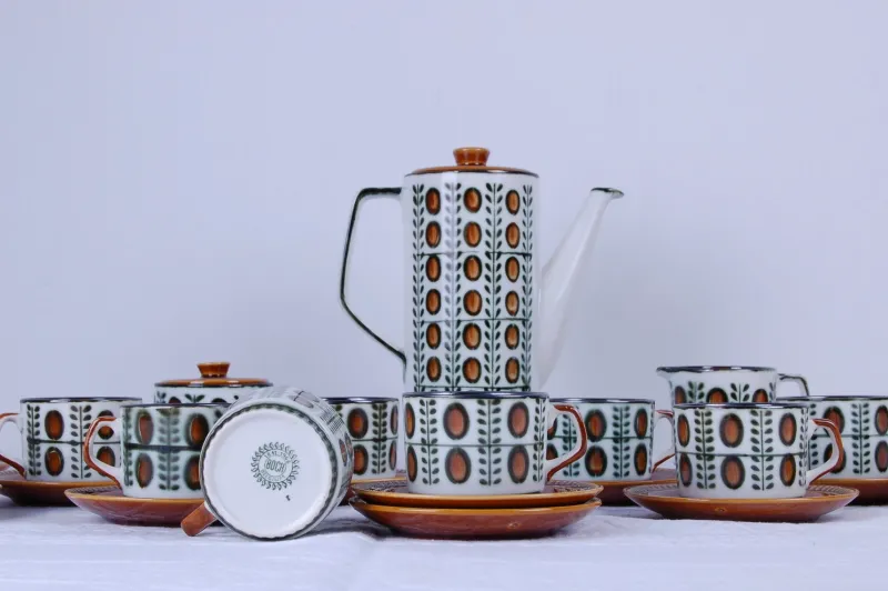 Outlet Pamono Belgian Delta Noix Coffee Service from Boch Rambouillet, 1966, Set of 27