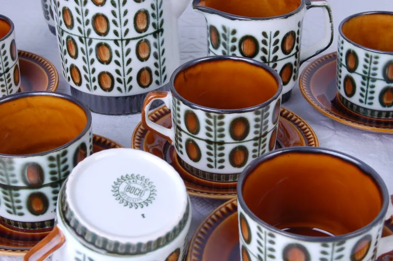 Outlet Pamono Belgian Delta Noix Coffee Service from Boch Rambouillet, 1966, Set of 27