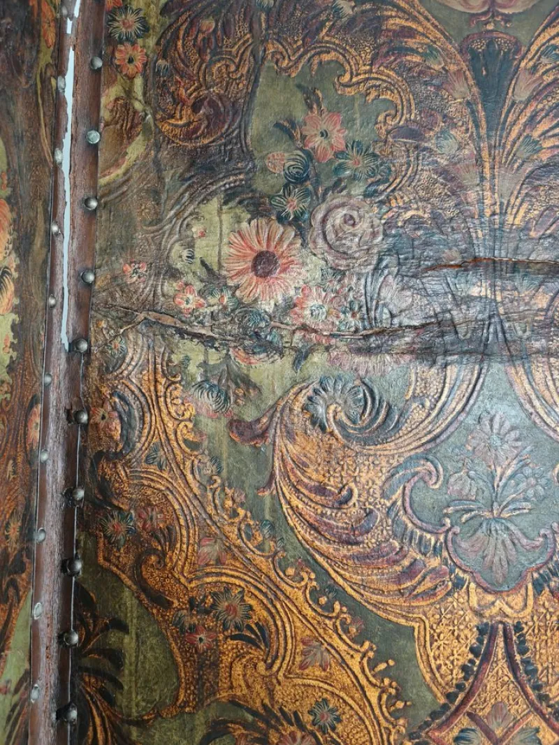 Outlet Pamono Belgian Embossed Leather Folding Screen
