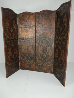 Outlet Pamono Belgian Embossed Leather Folding Screen