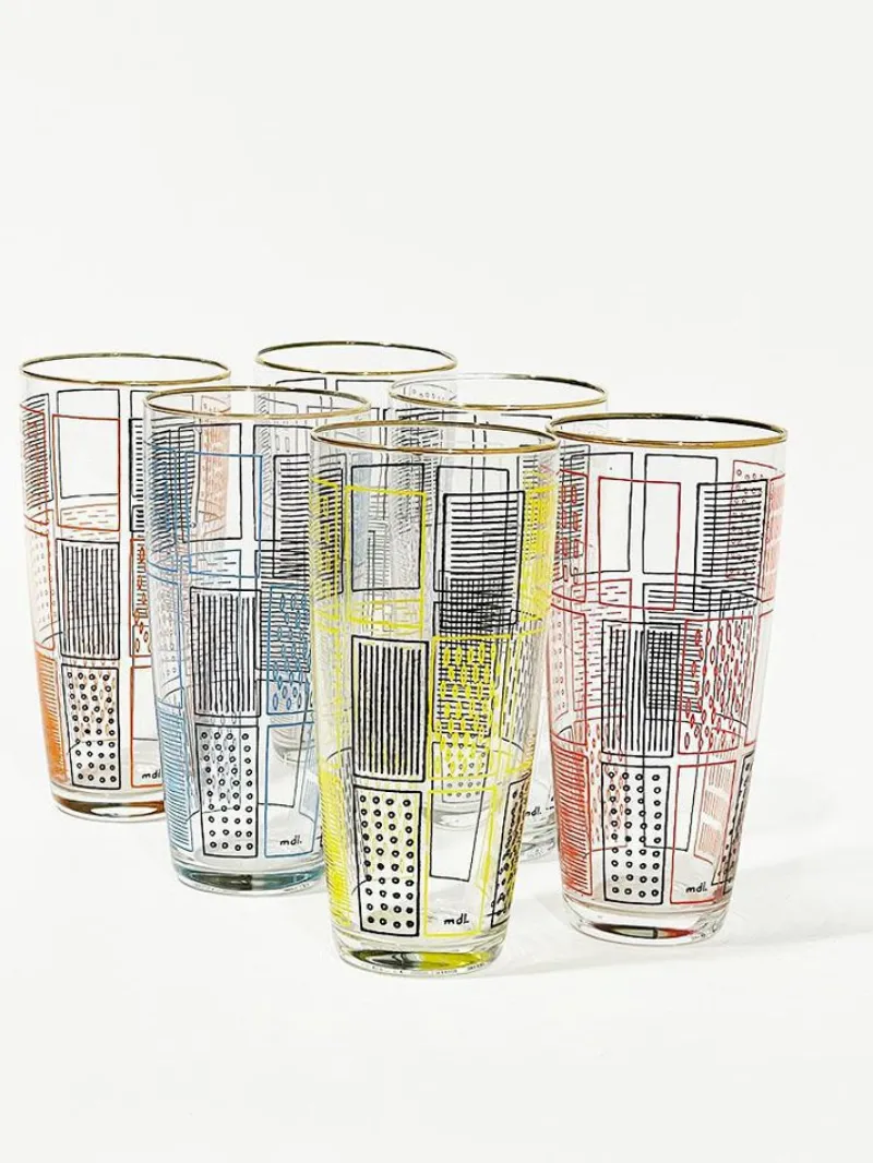 Sale Pamono Belgian Lemonade Glasses by Mdl, 1960s, Set of 6