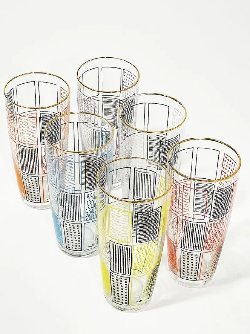 Sale Pamono Belgian Lemonade Glasses by Mdl, 1960s, Set of 6
