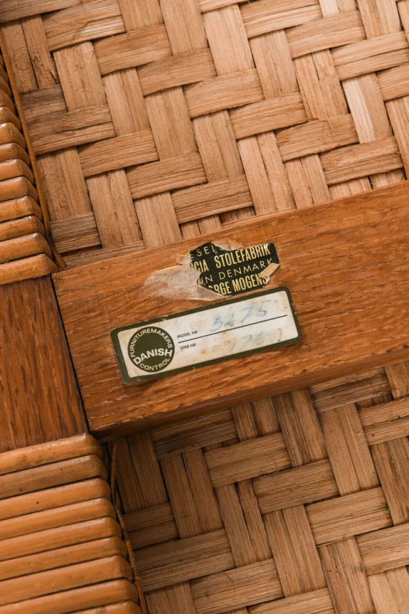 Pamono Bench in Oak and Woven Cane attributed to Børge Mogensen, 1950s> Worktables & Workbenches