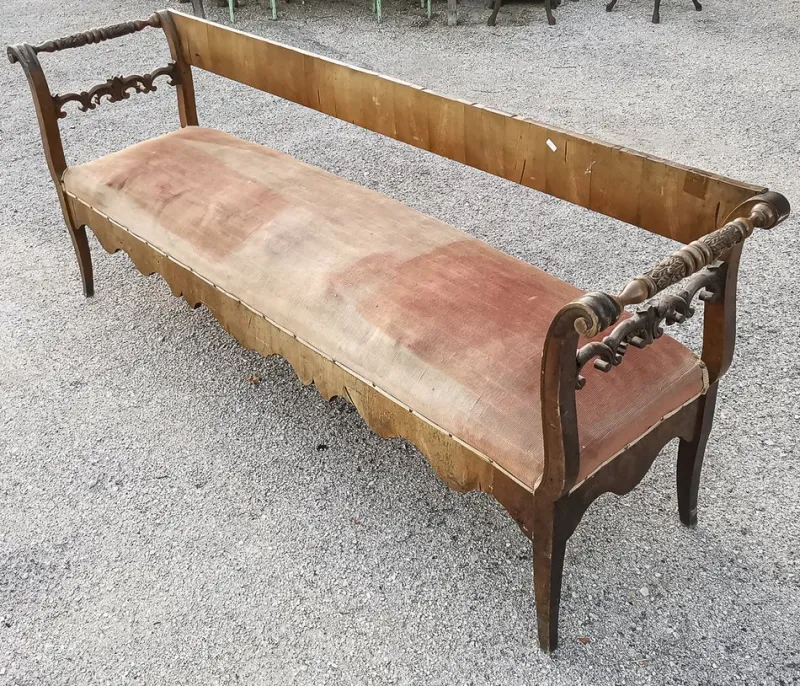 Pamono Bench in Walnut Veneer, Italy, 1830s> Benches